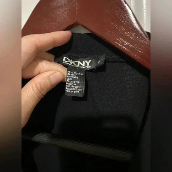 DKNY Longline V-neck Button-Down Cardigan size 4 ptp black - Picture 5 of 14